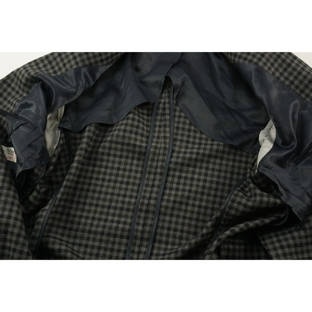 Byron Slim Unstructured Hopsack‎ Wool Sport Coat Men's 44R Gray Blue Green Check